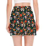 Dia De Los Muertos Day Of The Dead Print Side Slit Mini Skirt