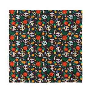 Dia De Los Muertos Day Of The Dead Print Silk Bandana