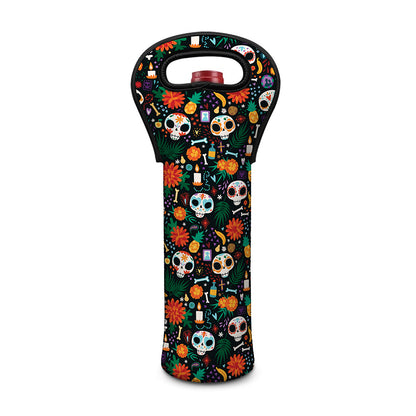 Dia De Los Muertos Day Of The Dead Print Single Neoprene Wine Tote
