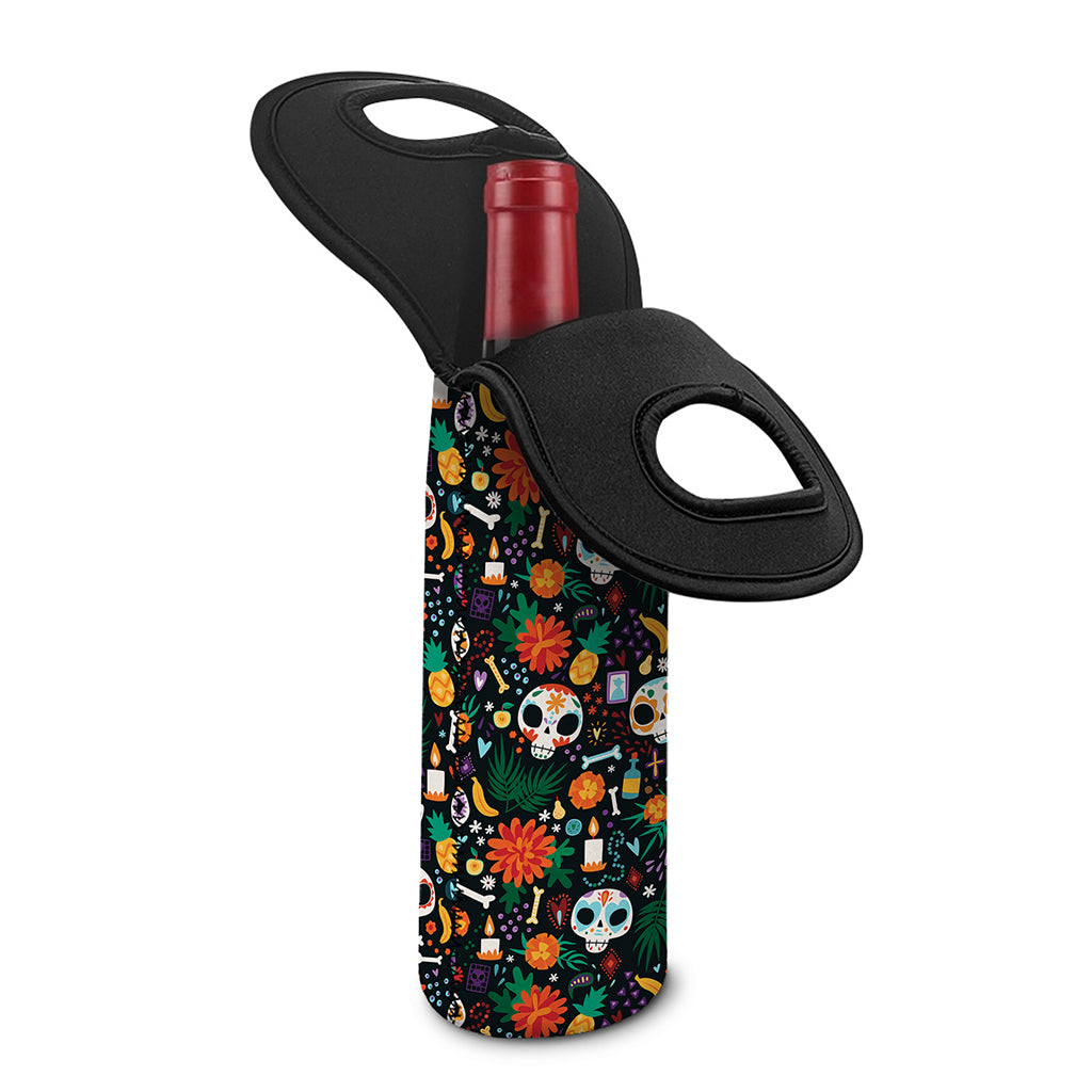 Dia De Los Muertos Day Of The Dead Print Single Neoprene Wine Tote