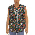 Dia De Los Muertos Day Of The Dead Print Sleeveless Baseball Jersey