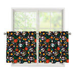 Dia De Los Muertos Day Of The Dead Print Tier Curtains
