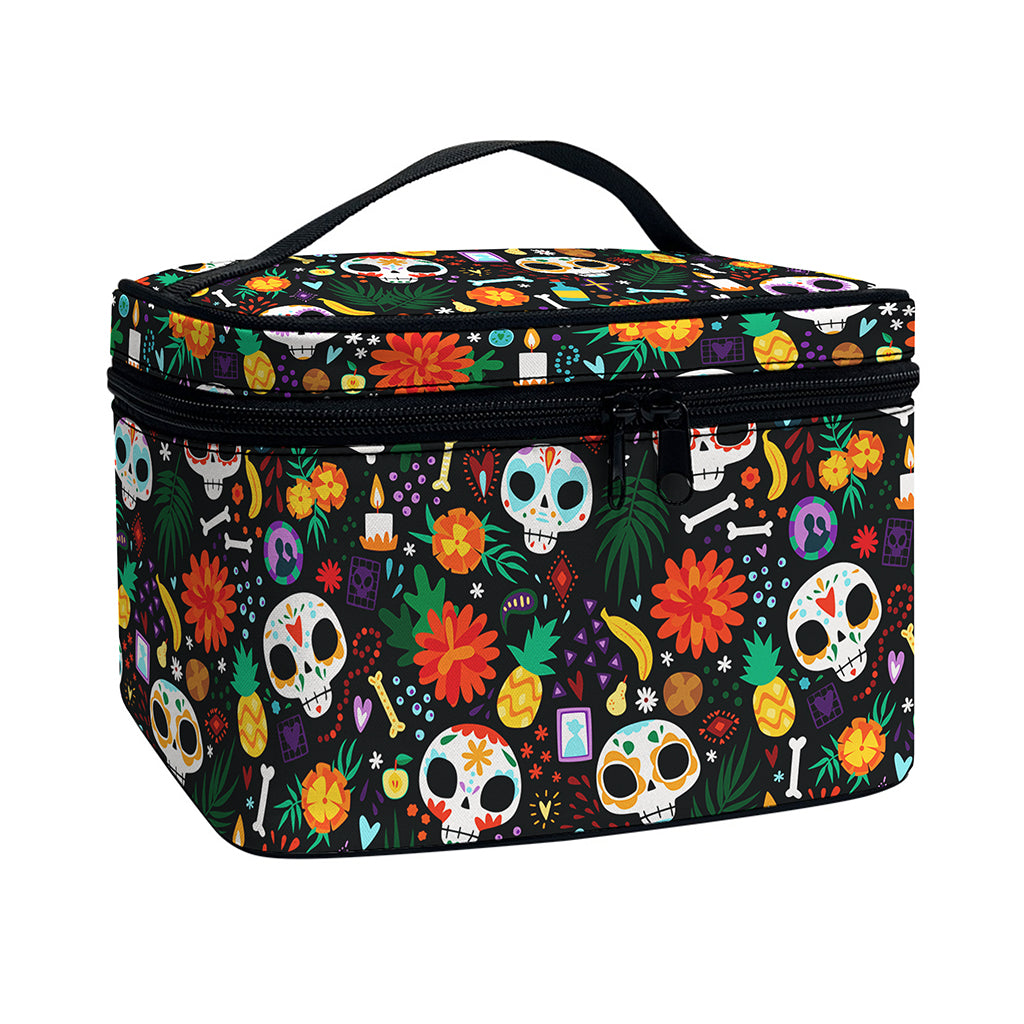 Dia De Los Muertos Day Of The Dead Print Travel Makeup Bag