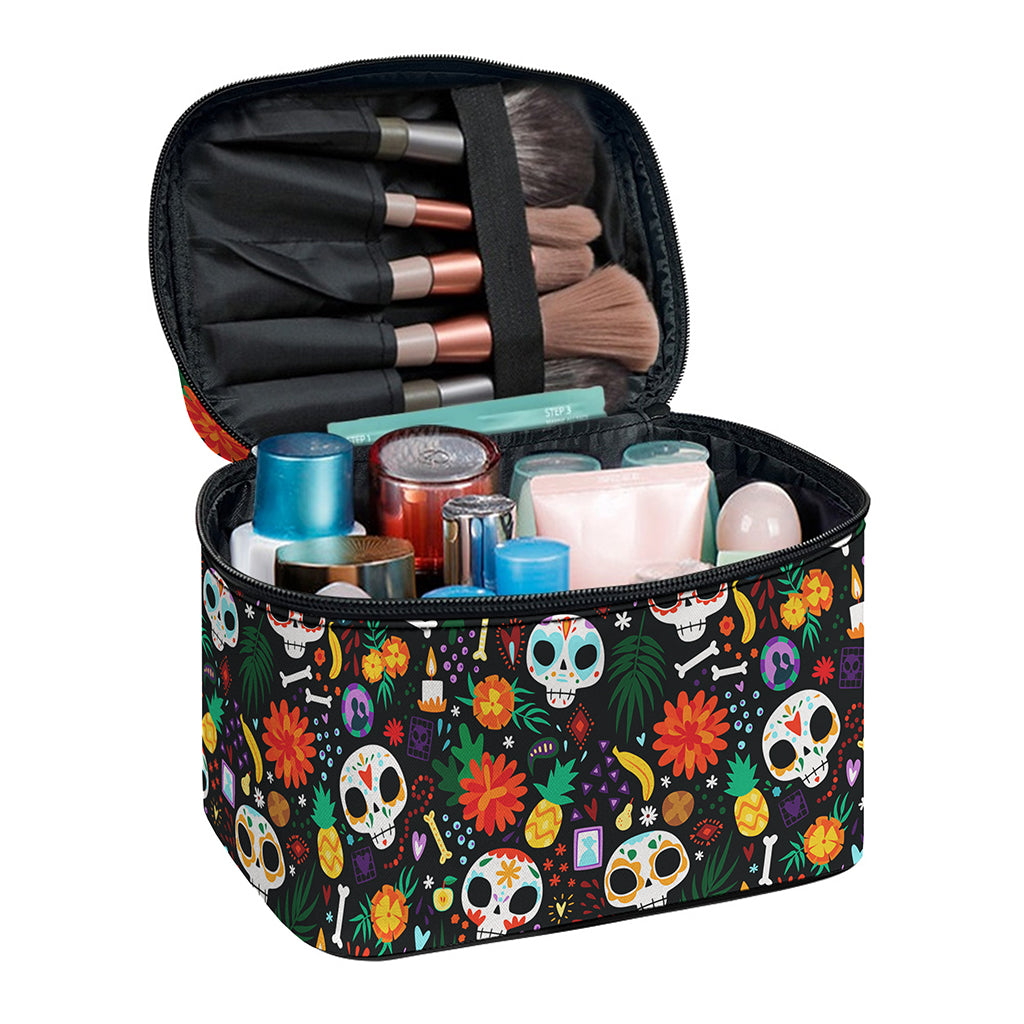 Dia De Los Muertos Day Of The Dead Print Travel Makeup Bag