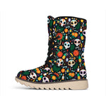 Dia De Los Muertos Day Of The Dead Print Winter Boots