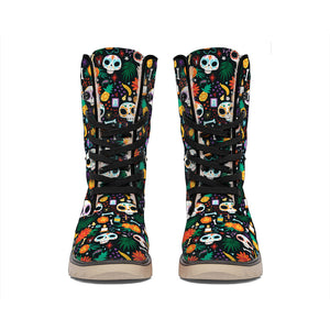 Dia De Los Muertos Day Of The Dead Print Winter Boots