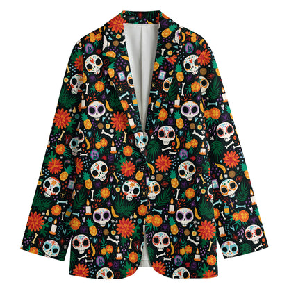 Dia De Los Muertos Day Of The Dead Print Women's Blazer