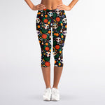 Dia De Los Muertos Day Of The Dead Print Women's Capri Leggings