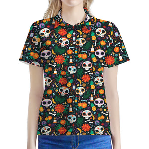 Dia De Los Muertos Day Of The Dead Print Women's Polo Shirt