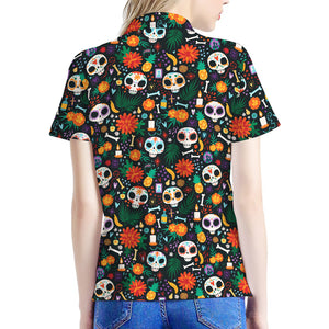 Dia De Los Muertos Day Of The Dead Print Women's Polo Shirt