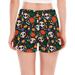 Dia De Los Muertos Day Of The Dead Print Women's Split Running Shorts