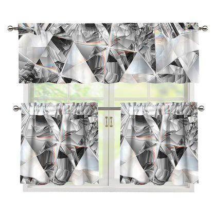 Diamond Artwork Print 3 Piece Kitchen Curtains