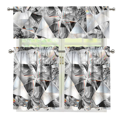 Diamond Artwork Print 3 Piece Kitchen Curtains