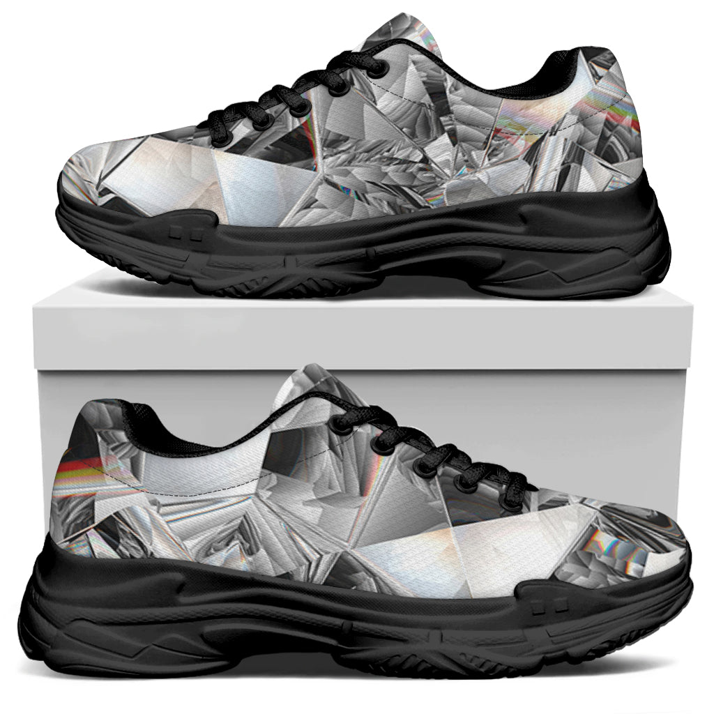 Diamond Artwork Print Black Chunky Shoes