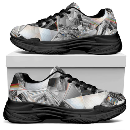 Diamond Artwork Print Black Chunky Shoes