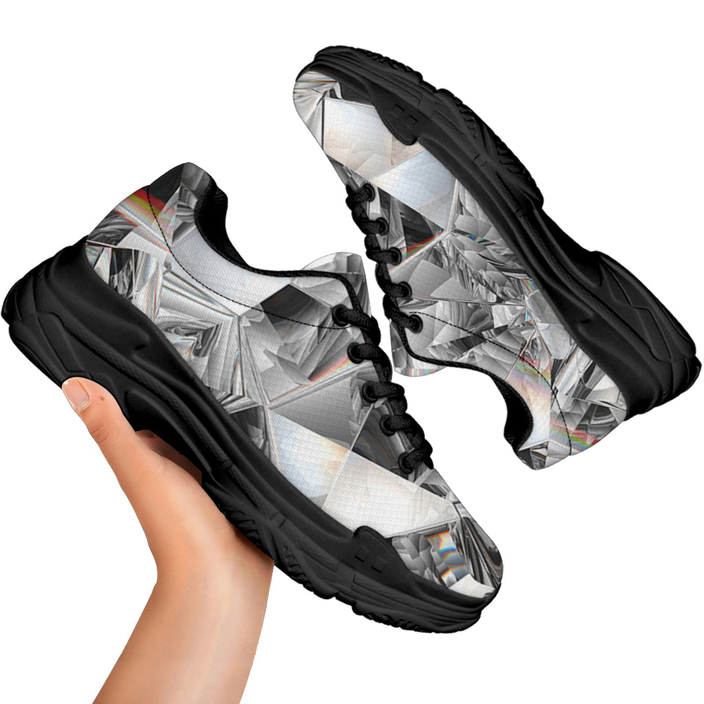 Diamond Artwork Print Black Chunky Shoes