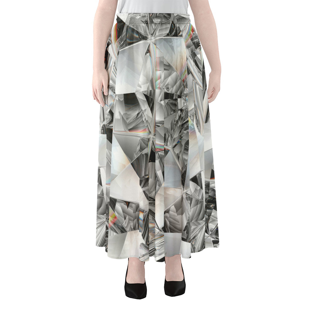Diamond Artwork Print Chiffon Maxi Skirt