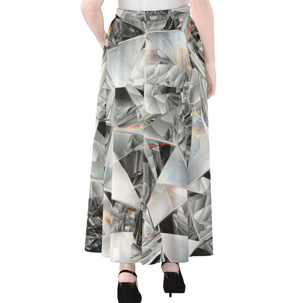 Diamond Artwork Print Chiffon Maxi Skirt