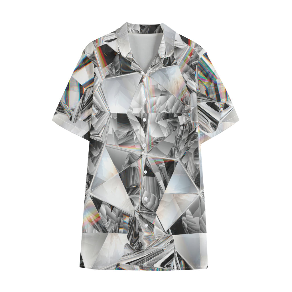 Diamond Artwork Print Cotton Hawaiian Shirt