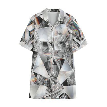 Diamond Artwork Print Cotton Hawaiian Shirt