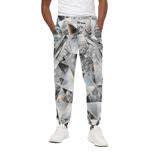 Diamond Artwork Print Cotton Pants
