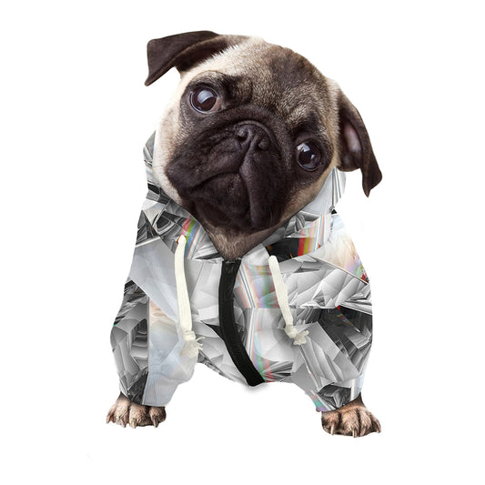 Diamond Artwork Print Dog Zip Up Hoodie