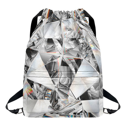 Diamond Artwork Print Drawstring Backpack