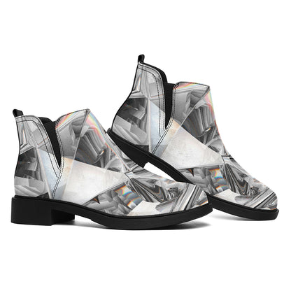 Diamond Artwork Print Flat Ankle Boots