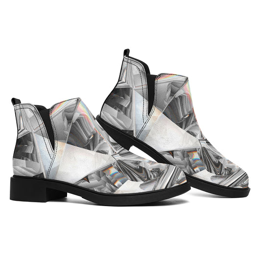 Diamond Artwork Print Flat Ankle Boots
