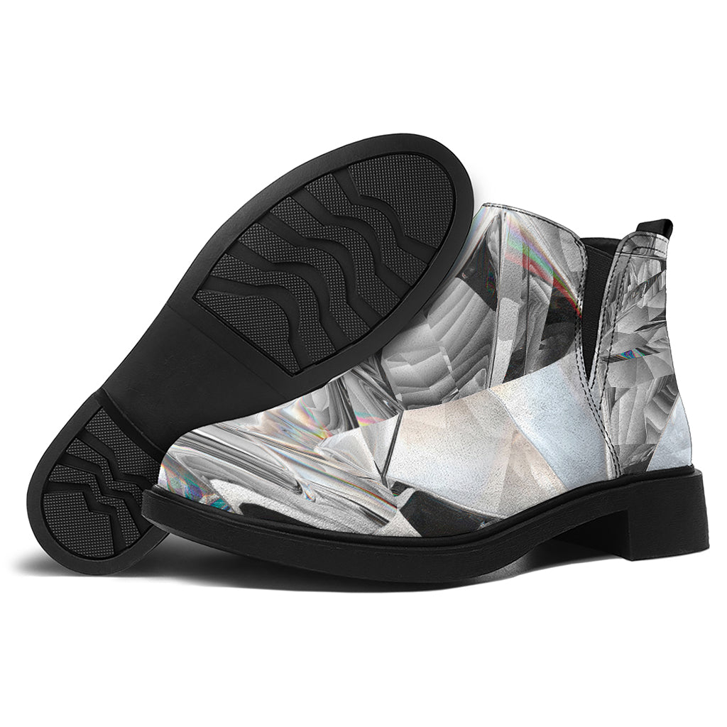 Diamond Artwork Print Flat Ankle Boots