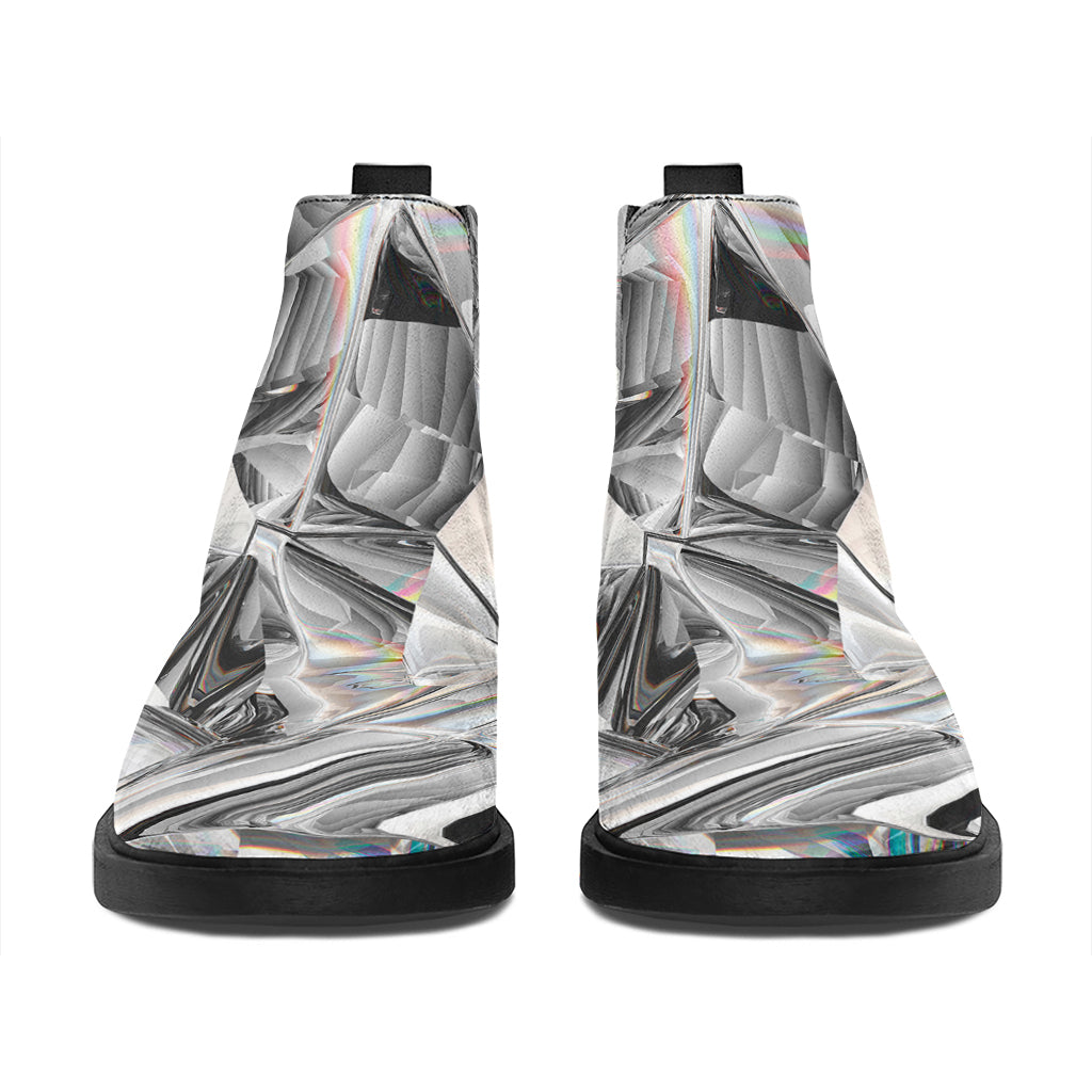 Diamond Artwork Print Flat Ankle Boots