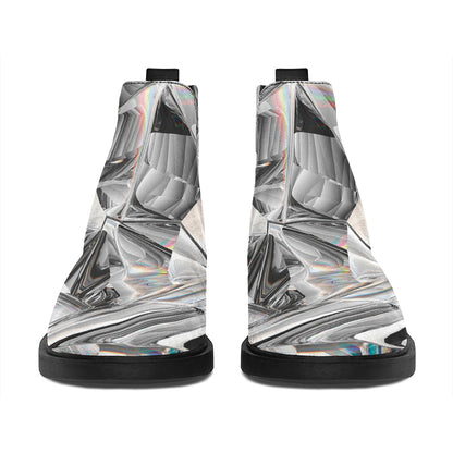 Diamond Artwork Print Flat Ankle Boots