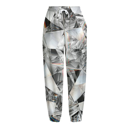 Diamond Artwork Print Fleece Lined Knit Pants