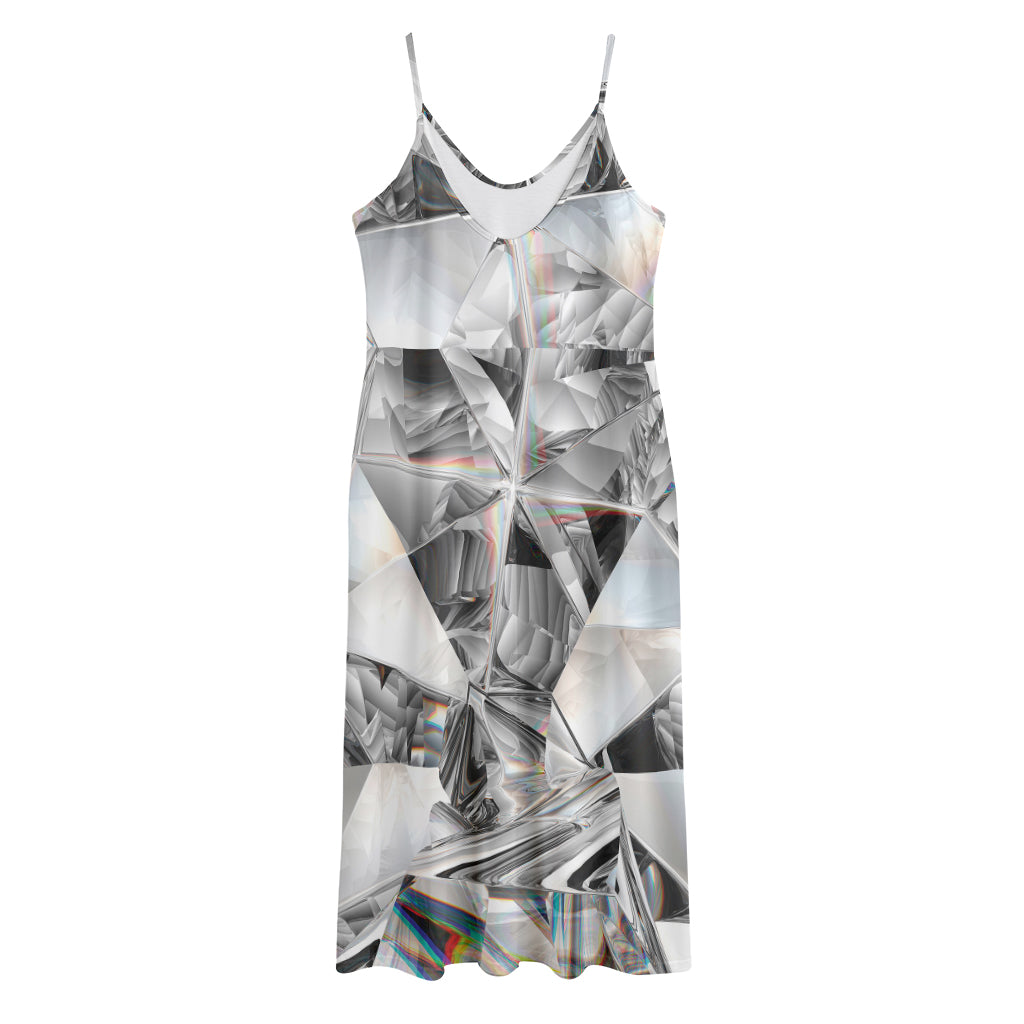 Diamond Artwork Print Jersey Midi Cami Dress