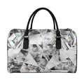 Diamond Artwork Print Leather Duffel Bag