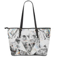 Diamond Artwork Print Leather Tote Bag With Zipper