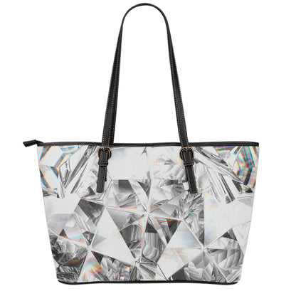Diamond Artwork Print Leather Tote Bag