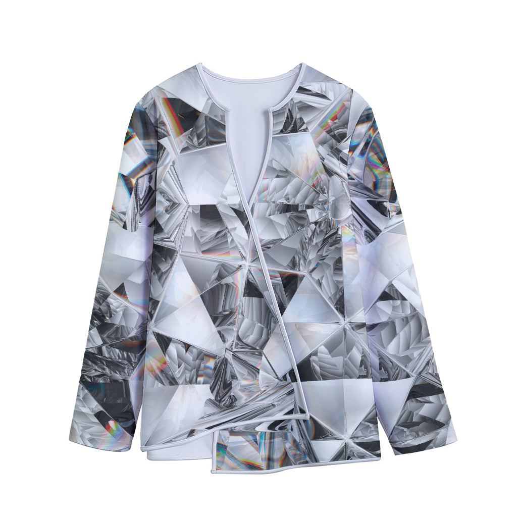 Diamond Artwork Print Long Sleeve Short Coat