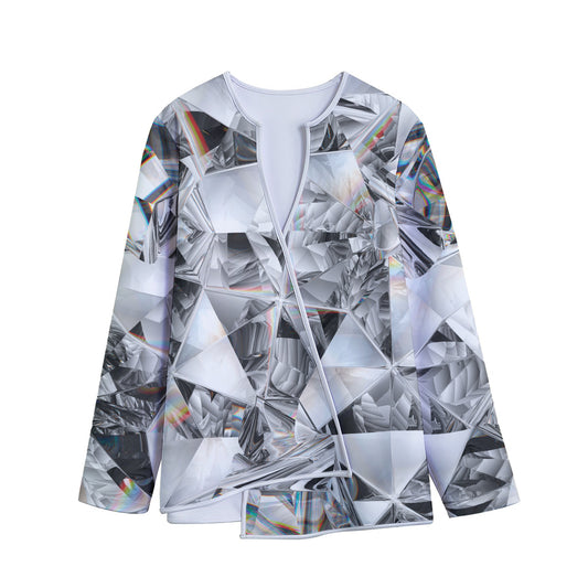 Diamond Artwork Print Long Sleeve Short Coat