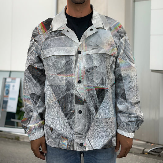 Diamond Artwork Print Men's Shirt Jacket