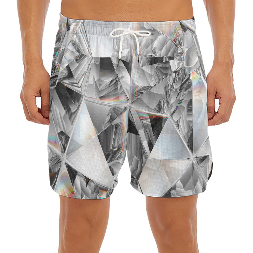 Diamond Artwork Print Men's Split Running Shorts