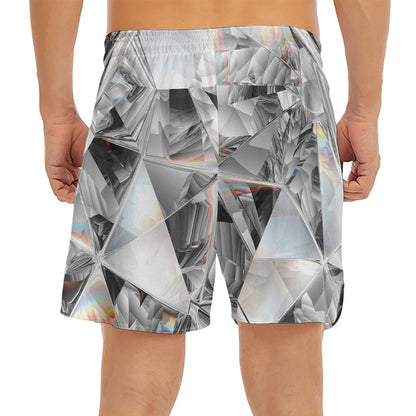 Diamond Artwork Print Men's Split Running Shorts
