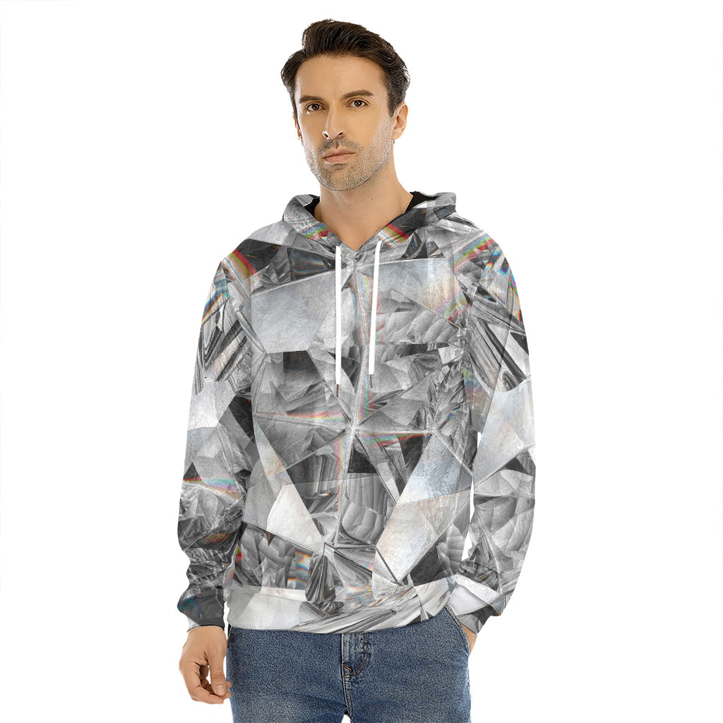 Diamond Artwork Print Men's Velvet Pullover Hoodie