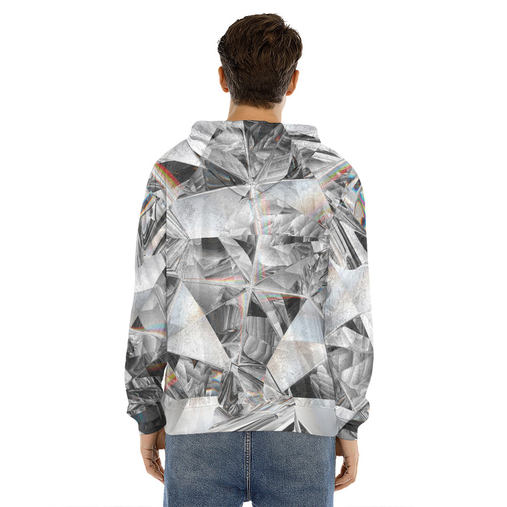 Diamond Artwork Print Men's Velvet Pullover Hoodie