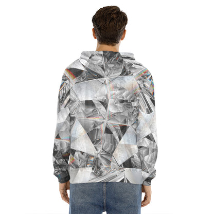 Diamond Artwork Print Men's Velvet Pullover Hoodie