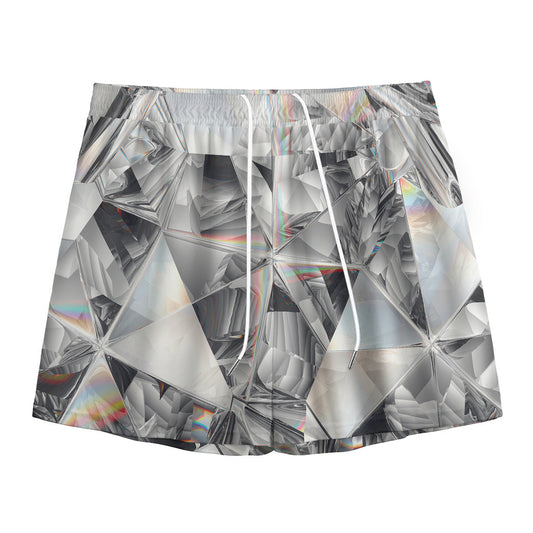 Diamond Artwork Print Mesh Shorts
