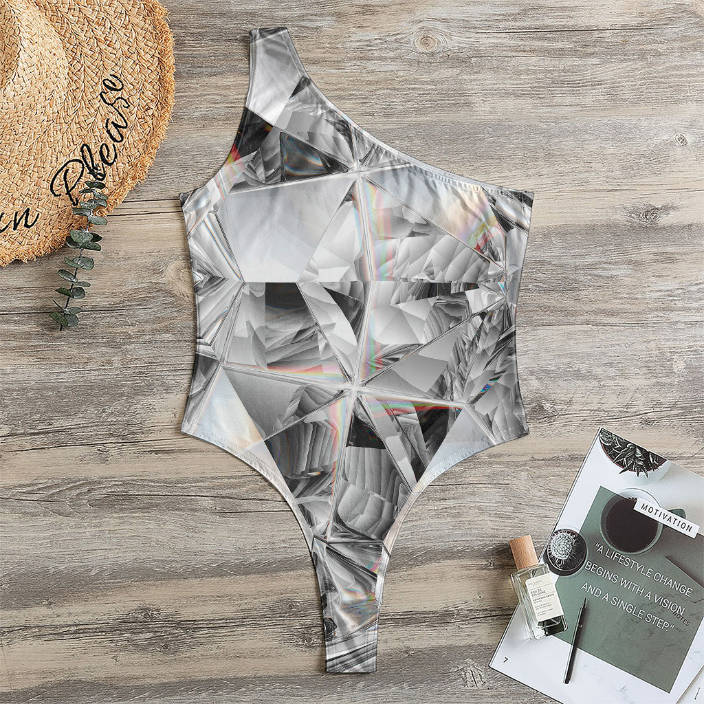 Diamond Artwork Print One Shoulder Bodysuit