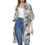 Diamond Artwork Print Open Front Beach Cover Up