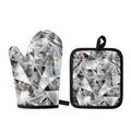 Diamond Artwork Print Oven Mitt And Pot Holder Set