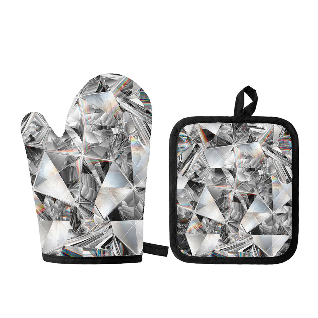 Diamond Artwork Print Oven Mitt And Pot Holder Set